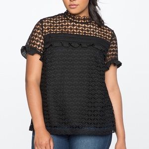Eloquii Black lace top. NWT